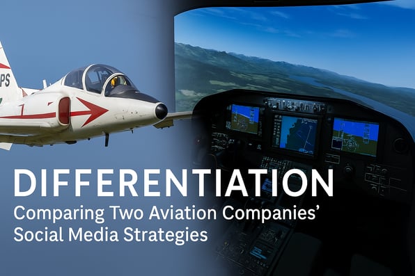 Digital illustration showing a Marchetti S.211 jet representing APS alongside a flight simulator depicting FSI